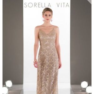 Sorella Vita Bridesmaid Dress. Gold, size 10.